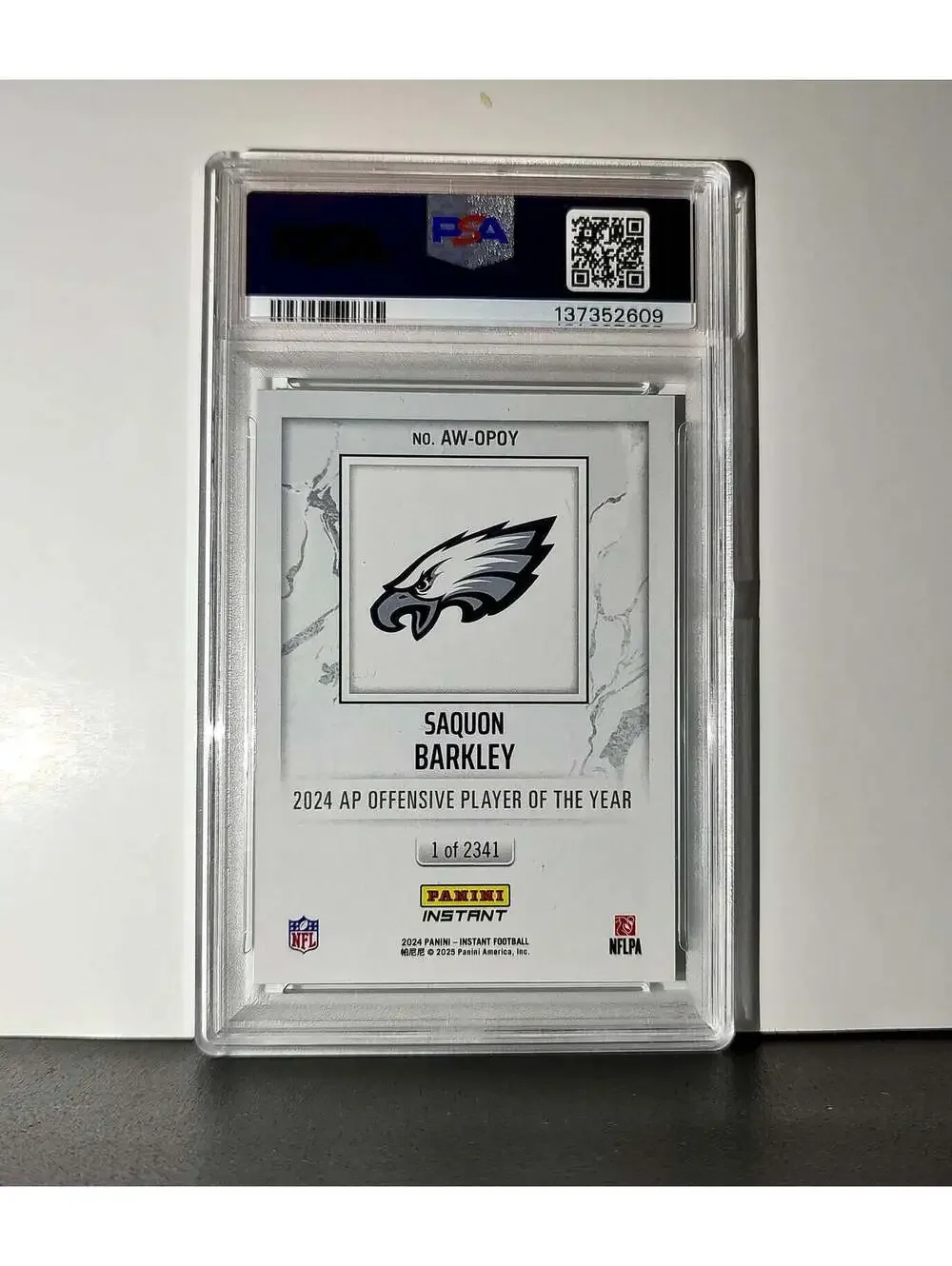 Saquon Barkley 2024 Panini NFL Offensive Player of the Year Eagles PSA 8 NM-MT